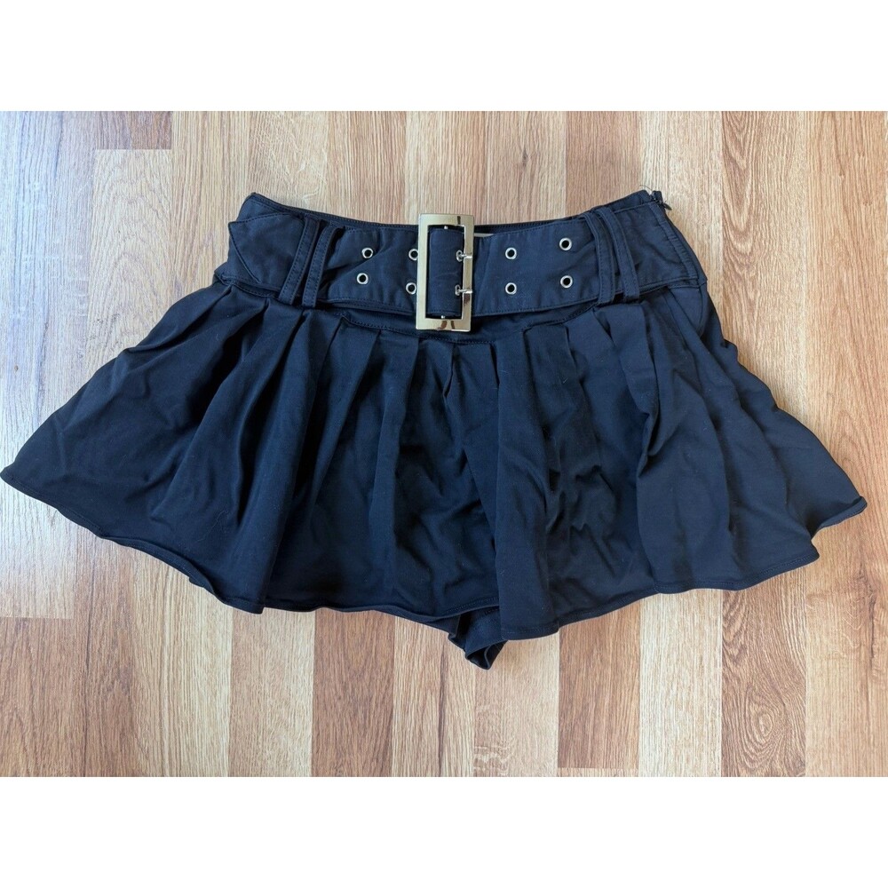 Steps NY Y2K Black Skort Mini Pleated Belted Clubwear Bratz Sexy Size M Skort